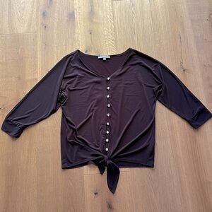 NY Collection Women’s Black Tie-Knot Top